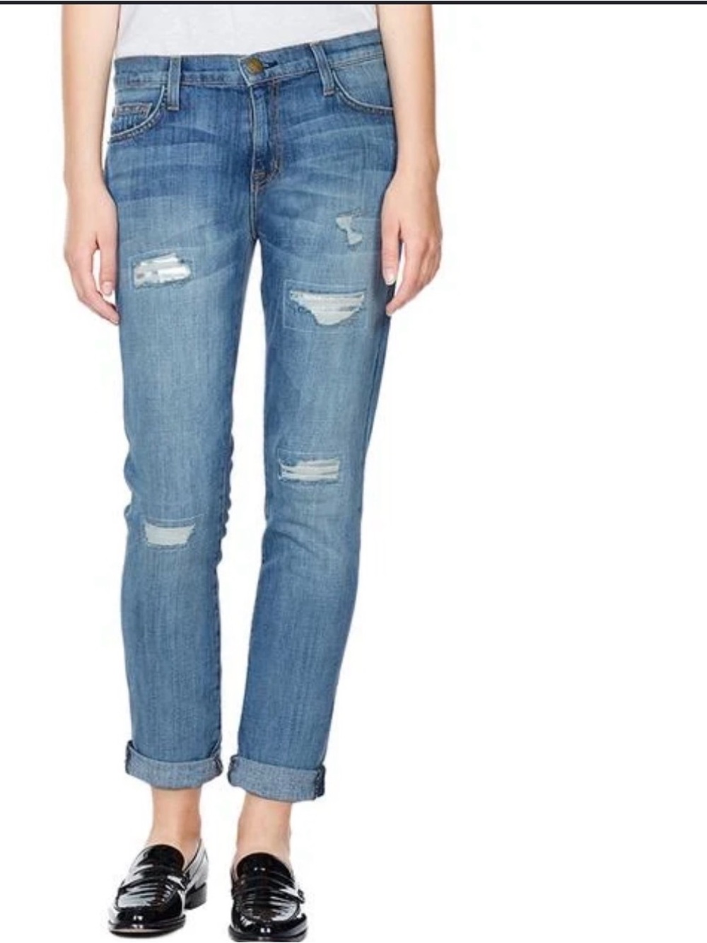 Current/Elliott Light Blue Distressed Boyfriend Jeans